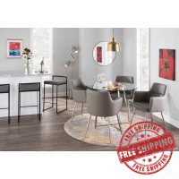 Lumisource CH-ANDRW GY2 Andrew Contemporary Dining/Accent Chair in Chrome and Grey Faux Leather - Set of 2